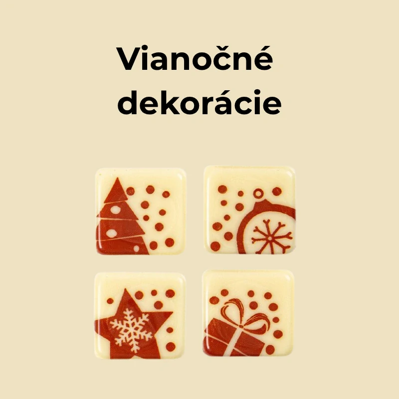 Čokoládový dekor vianočný štvorec 2x2cm/250ks