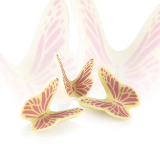 Butterfly white pink - čokoládový dekor
